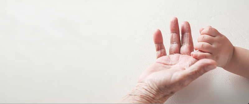 Old and young hand, skin aging 